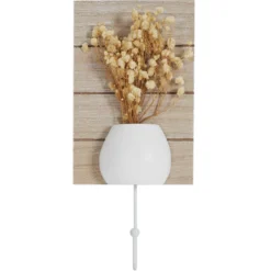 PATERE METAL BLANC FLEURS SECHEES