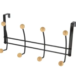 PATERE METAL 8 CROCHETS BOIS NOIR BOIS