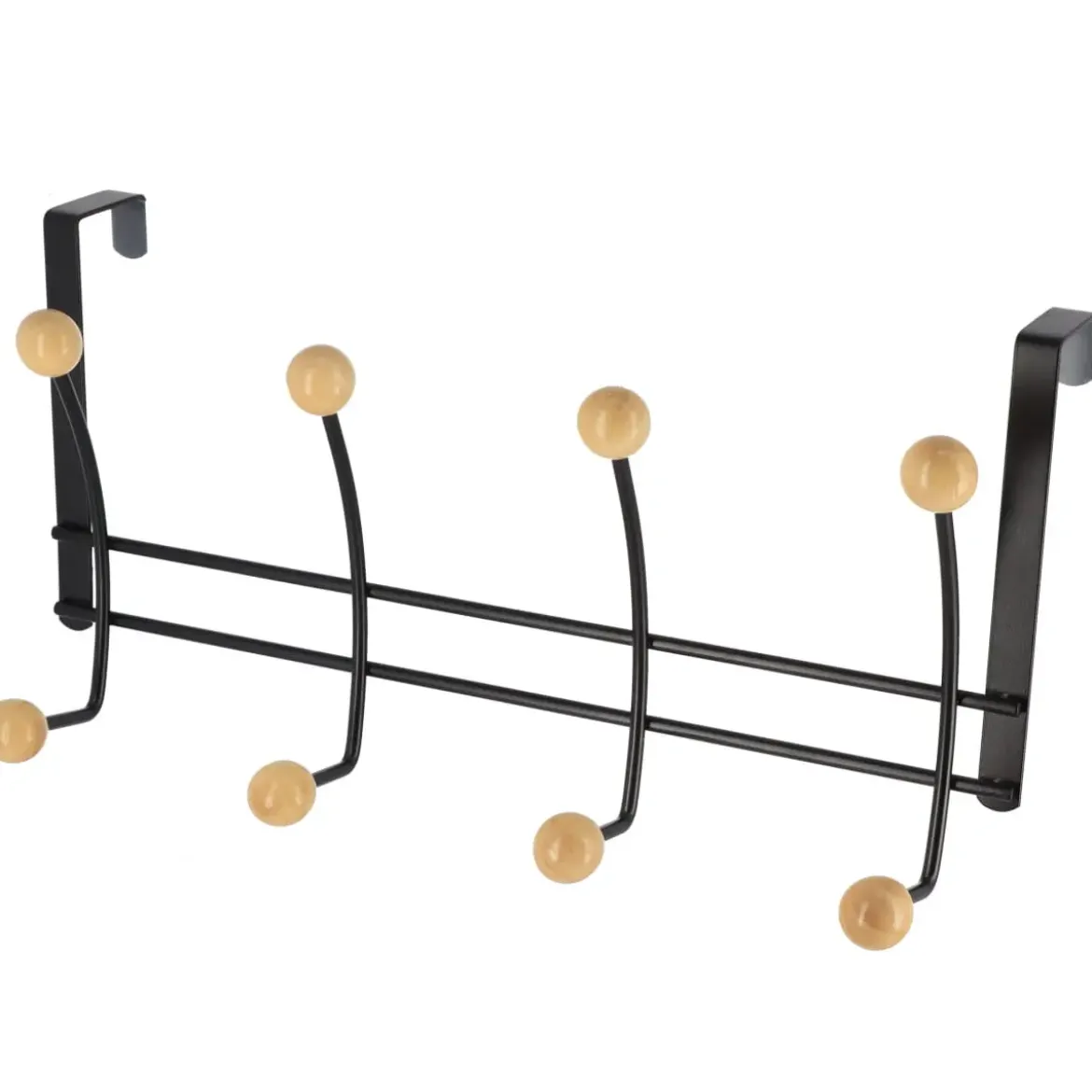PATERE METAL 8 CROCHETS BOIS NOIR BOIS