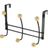 PATERE METAL 6 CROCHETS BOIS NOIR BOIS