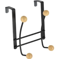PATERE METAL 4 CROCHETS BOIS NOIR BOIS
