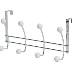 PATERE METAL 8 CROCHETS   CHROME BLANC