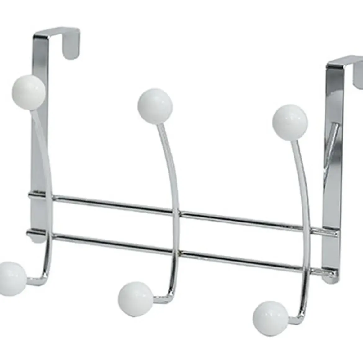 PATERE METAL 6 CROCHETS CHROME BLANC