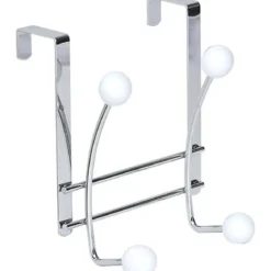 PATERE METAL 4 CROCHETS CHROME BLANC