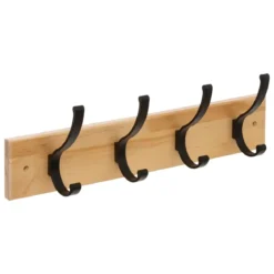 PATERE MURALE 4 TETES BOIS ET METAL