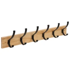 PATERE MURALE 6 TETES BOIS ET METAL