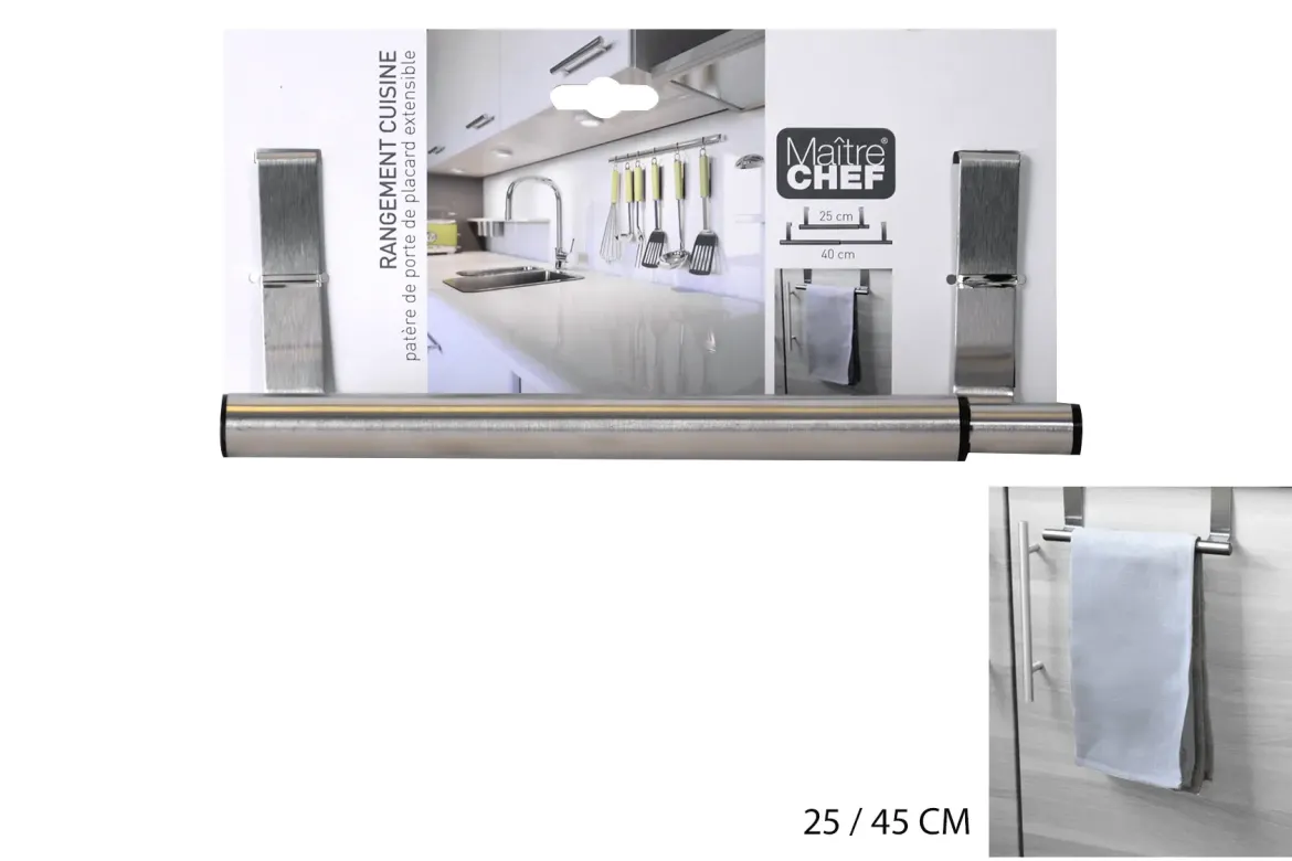 PATERE PORTE TORCHON EXTENSIBLE 25 A 40CM