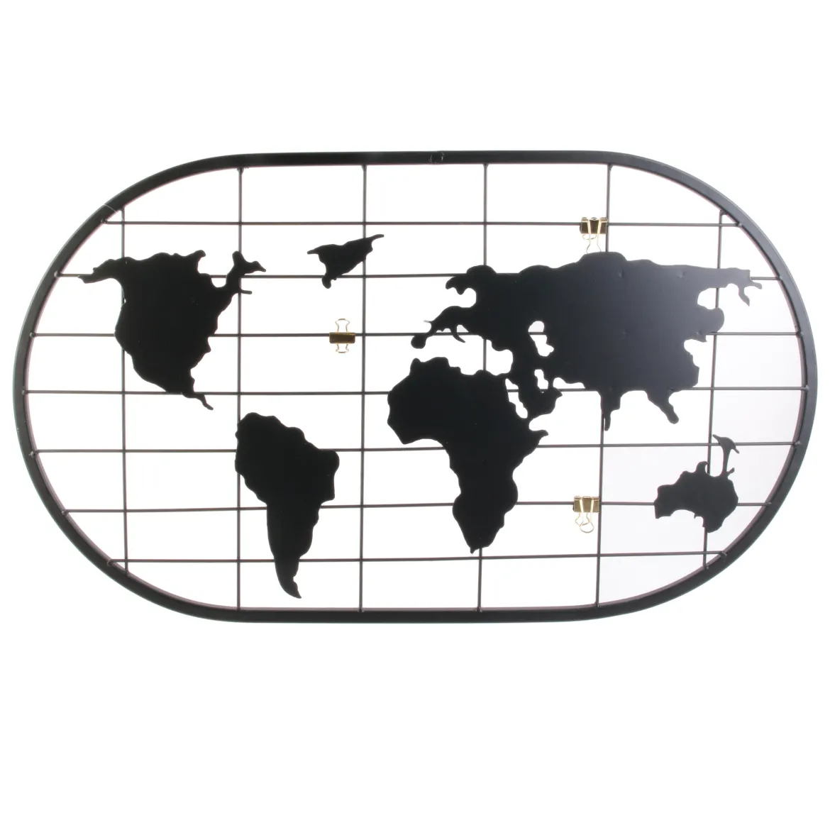 PELE MELE FILAIRE NOIR MAPPEMONDE 60X35CM