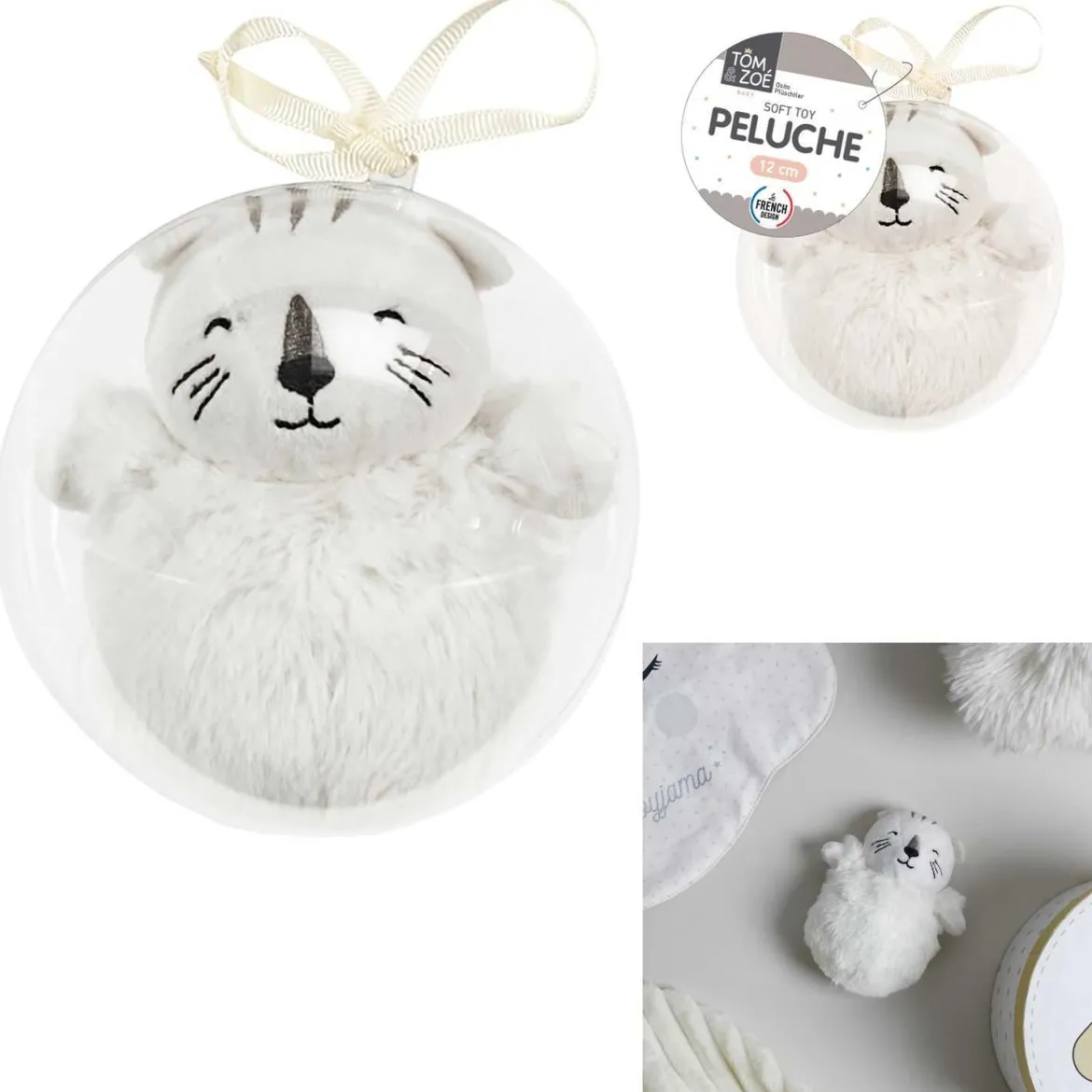 PELUCHE TIGRE BOULE TRANSPARENTE