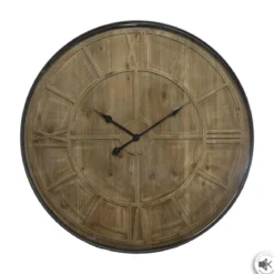 PENDULE BOIS METAL D.80CM