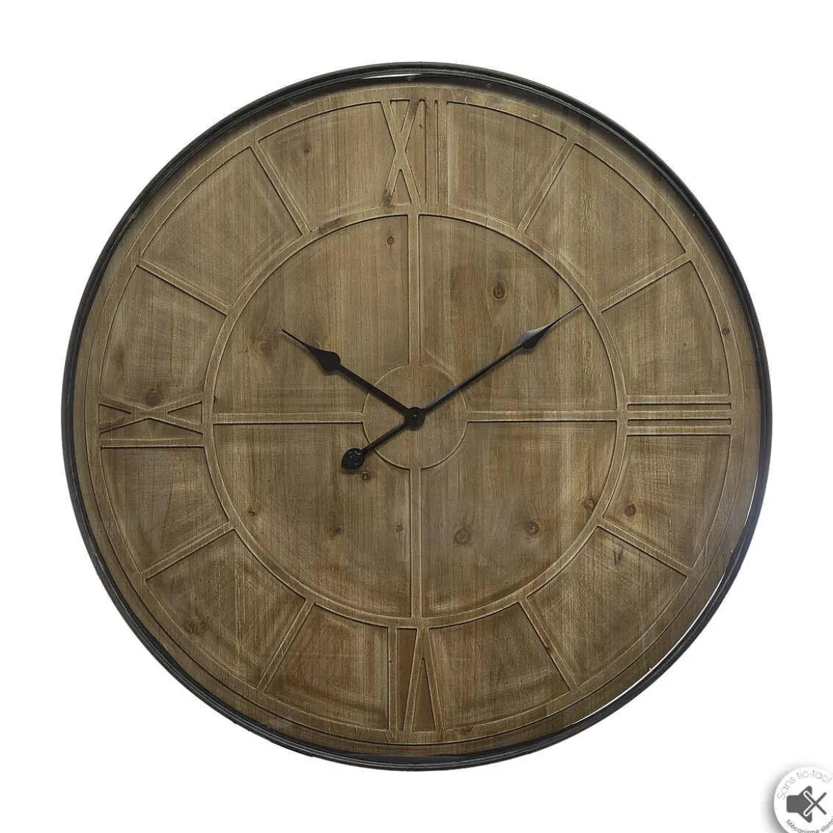 PENDULE BOIS METAL D.80CM