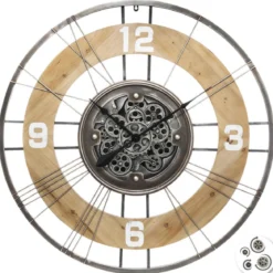 PENDULE MECANIQUE BOIS METAL LANA D.90CM