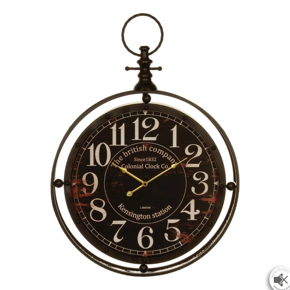 PENDULE METAL GOUSSET NOIR D.60CM