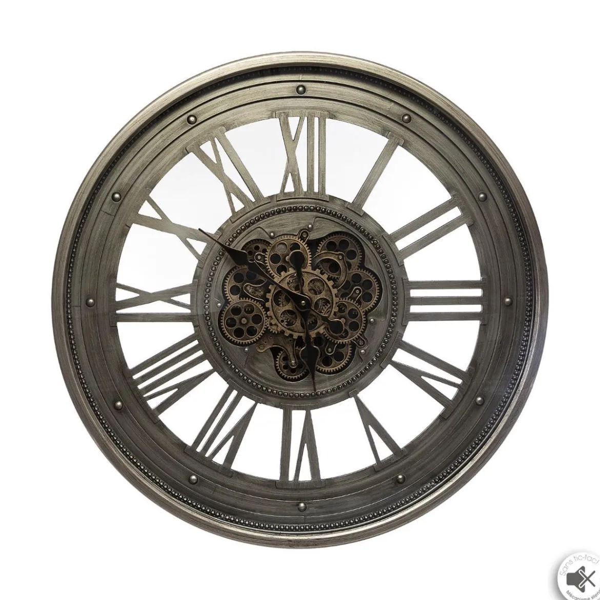 PENDULE METAL MECANIQUE RONDE D.80CM