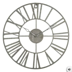 PENDULE METAL VINTAGE GRIS D.36.5CM