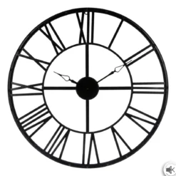 PENDULE METAL VINTAGE NOIR D.70CM