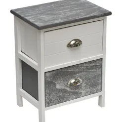 PETIT MEUBLE PAULOWNIA MDF 2 TIROIRS AVEC POIGNEE METAL BICO