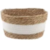 PETIT PANIER PAILLE ET COTON 23.5X16X12CM NATUREL BLANC