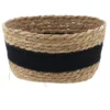 PETIT PANIER PAILLE ET COTON 23.5X16X12CM NATUREL NOIR