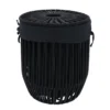 PETITE PANIERE A LINGE AVEC COUVERCLE FACON CORDE NOIR