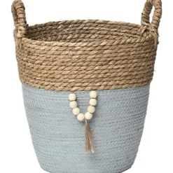 PETITE PANIERE RONDE DECO NATUREL VERT KAKI