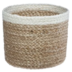 PETIT PANIER JUTE BLANC D.19X14.5CM