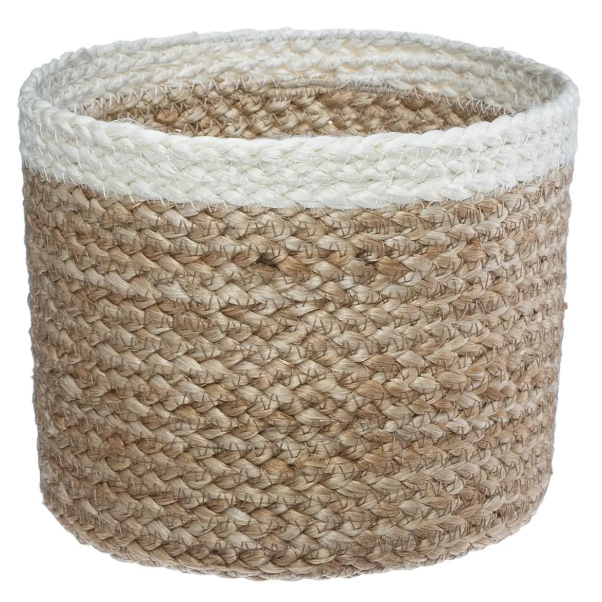 PETIT PANIER JUTE BLANC D.19X14.5CM