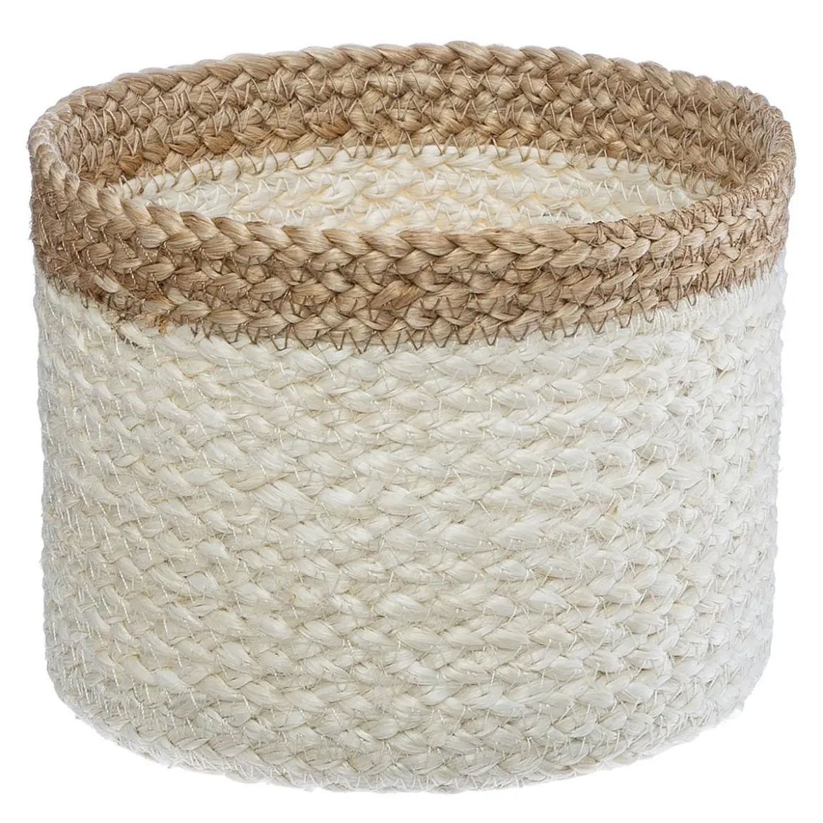 PETIT PANIER JUTE BLANC D.16X12.3CM