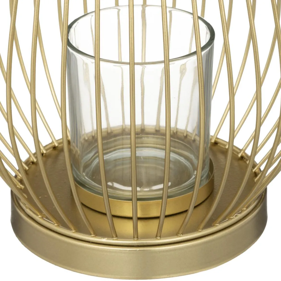 PHOTOPHORE METAL FILAIRE DORE H.23CM