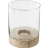 PHOTOPHORE VERRE ET BOIS D.16X20CM