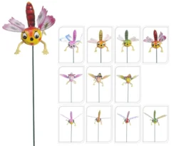 PIC PAPILLON LIBELLULE ABEILLE PLASTIQUE METAL H.60CM