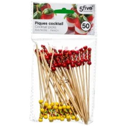 PIQUES A COCKTAIL BAMBOU X50 PIECES FANTAISIE