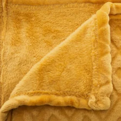PLAID FLANELLE 3D LOSANGE OCRE 180X230CM