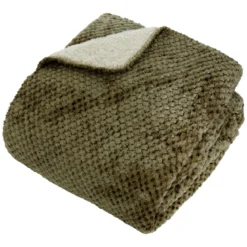 PLAID FLANELLE SHERPA LYNO KAKI 130X170CM