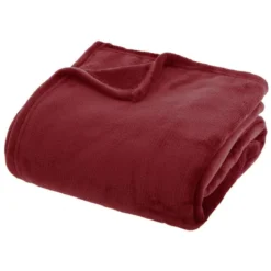 PLAID FLANELLE UNI GRENAT 180X230CM