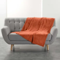 PLAID FLANELLE UNIE FLANOU TERRACOTTA 125X150CM