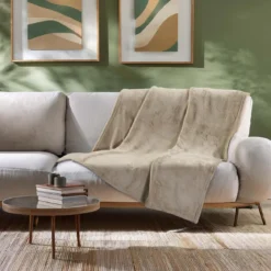 PLAID FLANELLE UNIE FLANOU TAUPE 125X150CM