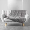 PLAID FRANGES 125X150CM COTON TISSE CAYENNE GRIS