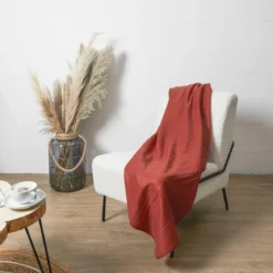 PLAID POLAIRE UNI TERACOTTA 120X150CM