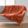 PLAID 125X150CM FLANELLE RELIEF MINI FROSTY TERRACOTTA