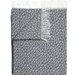 PLAIDS FRANGES EFFET LAINE TACHETE NOIR ET BLANC