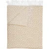PLAIDS FRANGES EFFET LAINE TACHETE BEIGE ET CREME