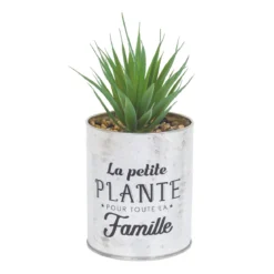 PLANTE ARTIFICIELLE SUCCULENTE POT METAL H12.5CM