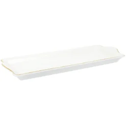 PLAT DE SERVICE PORCELAINE LISERE DORE 34X14CM