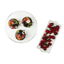 PLAT DE SERVICE PORCELAINE LISERE DORE 34X14CM