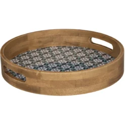 PLATEAU BOIS ALICANTE MULTICOLORE D.34.5X6CM