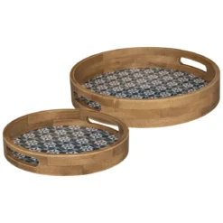 PLATEAU BOIS ALICANTE MULTICOLORE D.34.5X6CM