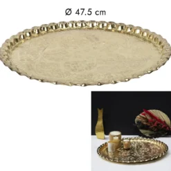 PLATEAU DECORATIF METAL DORE D47.5CM
