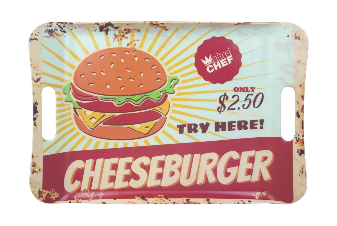 PLATEAU MELAMINE VINTAGE BURGER 41X28CM