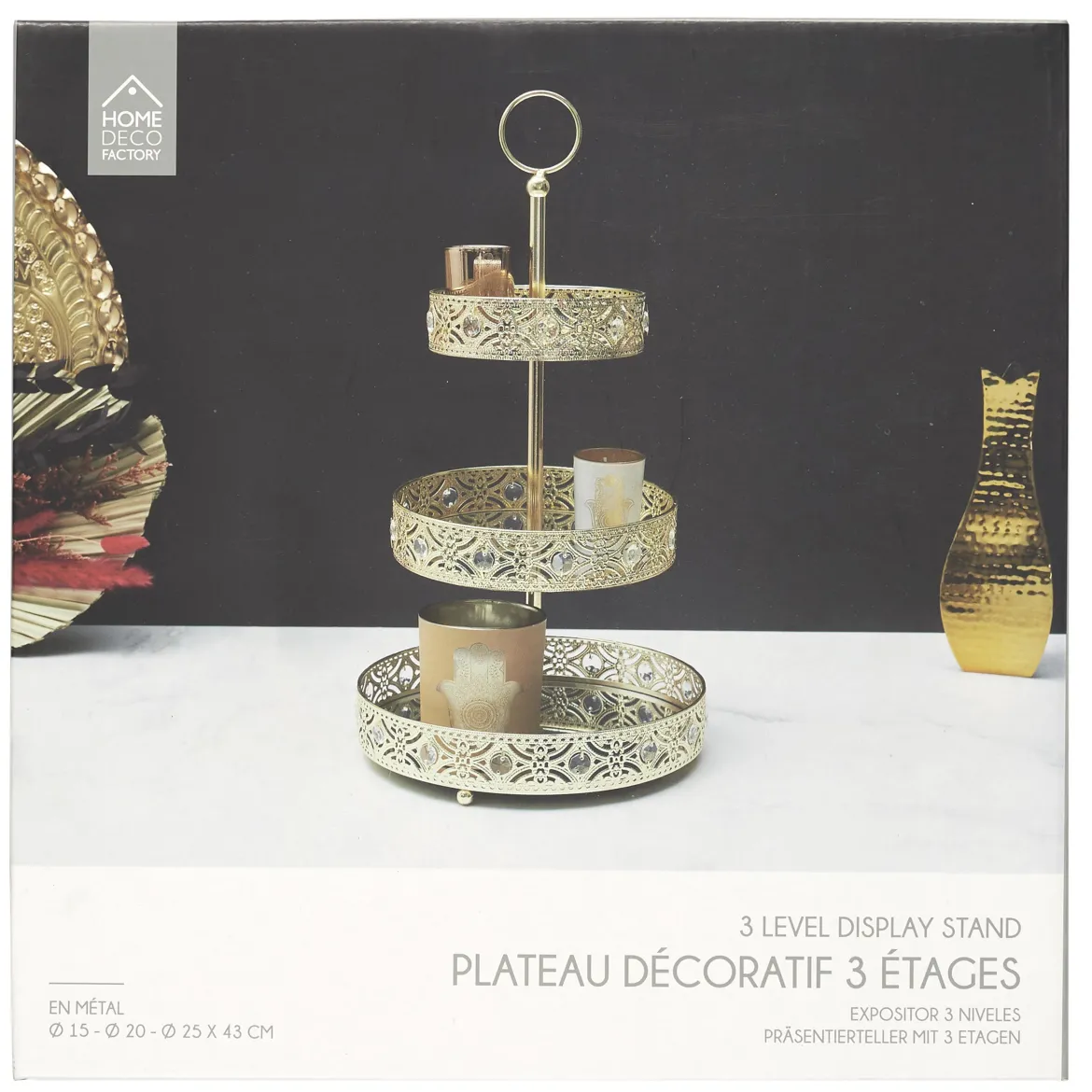 PLATEAU METAL DORE 3 ETAGES